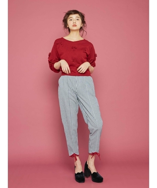 merry jenny（メリージェニー）の「ギンガムテーパードパンツ（その他パンツ・レディース・ネイビー/ブラック・FREE）」の2枚目の写真