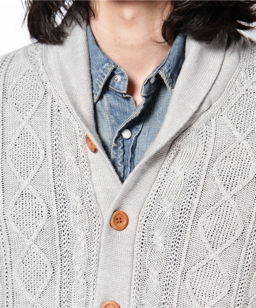 CIAOPANIC（チャオパニック）の「アランショールCD（カーディガン/ボレロ・メンズ・ネイビー/グレー/ベージュ・MEDIUM/LARGE）」の5枚目の写真