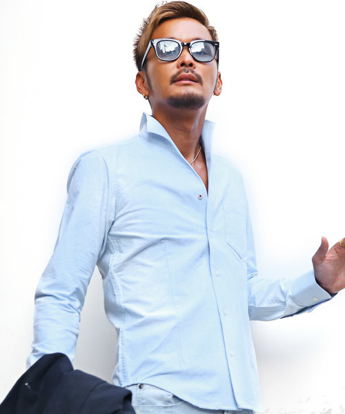 LUXSTYLE（ラグスタイル）の「イタリアンカラーオックスフォードシャツ（シャツ/ブラウス・メンズ・ホワイト/ブラック/ネイビー/サックスブルー/ピンク/ワイン・M/L/XL）」の4枚目の写真