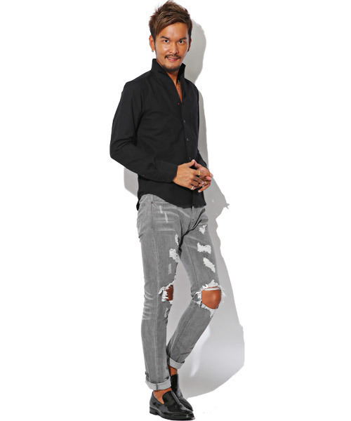 LUXSTYLE（ラグスタイル）の「イタリアンカラーオックスフォードシャツ（シャツ/ブラウス・メンズ・ホワイト/ブラック/ネイビー/サックスブルー/ピンク/ワイン・M/L/XL）」の7枚目の写真