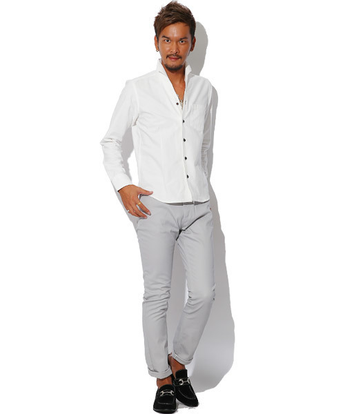 LUXSTYLE（ラグスタイル）の「イタリアンカラーオックスフォードシャツ（シャツ/ブラウス・メンズ・ホワイト/ブラック/ネイビー/サックスブルー/ピンク/ワイン・M/L/XL）」の8枚目の写真