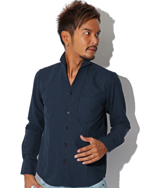 LUXSTYLE（ラグスタイル）の「イタリアンカラーオックスフォードシャツ（シャツ/ブラウス・メンズ・ホワイト/ブラック/ネイビー/サックスブルー/ピンク/ワイン・M/L/XL）」の3枚目の写真