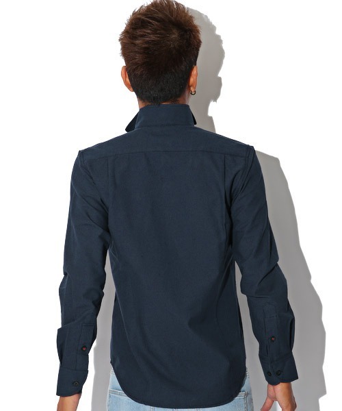 LUXSTYLE（ラグスタイル）の「イタリアンカラーオックスフォードシャツ（シャツ/ブラウス・メンズ・ホワイト/ブラック/ネイビー/サックスブルー/ピンク/ワイン・M/L/XL）」の11枚目の写真