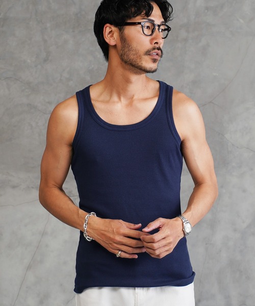 jiggys shop(ジギーズショップ)の「テレコタンクトップ(タンクトップ・メンズ・ホワイト/ブラック/ネイビー/グレー・LARGE/MEDIUM/SMALL/X-LARGE/XX-LARGE)」の4枚目の写真