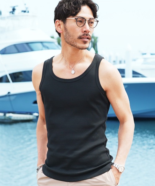 jiggys shop(ジギーズショップ)の「テレコタンクトップ(タンクトップ・メンズ・ホワイト/ブラック/ネイビー/グレー・LARGE/MEDIUM/SMALL/X-LARGE/XX-LARGE)」の1枚目の写真