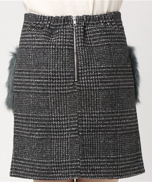 KOBE LETTUCE（コウベレタス）の「[無地orグレンチェック柄]ポケットエコファーデザインウールタッチミニスカート/レディースボトムス[M1985]神戸レタス（スカート・レディース・ブラウン系その他/ブラック系その他/オフホワイト/ブラウン/グレー・FREE）」の9枚目の写真