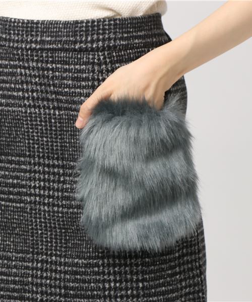 KOBE LETTUCE（コウベレタス）の「[無地orグレンチェック柄]ポケットエコファーデザインウールタッチミニスカート/レディースボトムス[M1985]神戸レタス（スカート・レディース・ブラウン系その他/ブラック系その他/オフホワイト/ブラウン/グレー・FREE）」の6枚目の写真