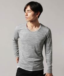 トリッキー杢長袖Ｕネックフライスカットソー
