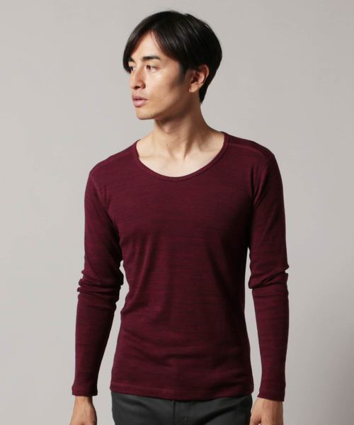 THE CASUAL(カジュアル)の「トリッキー杢長袖Uネックフライスカットソー(Tシャツ/カットソー・メンズ・ホワイト/ネイビー/ブラウン/グレー/ブルー系その他/ワイン/チャコール・L/M/S/XL)」の7枚目の写真