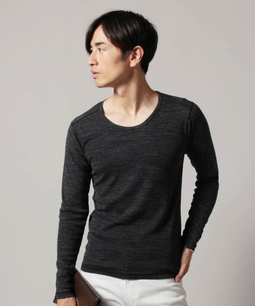 THE CASUAL(カジュアル)の「トリッキー杢長袖Uネックフライスカットソー(Tシャツ/カットソー・メンズ・ホワイト/ネイビー/ブラウン/グレー/ブルー系その他/ワイン/チャコール・L/M/S/XL)」の3枚目の写真