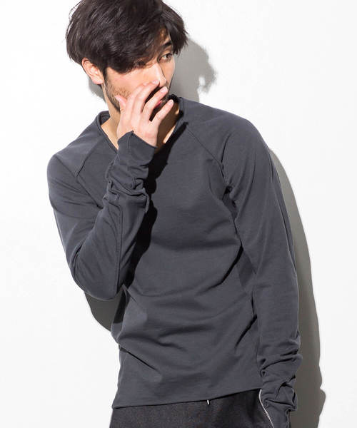 CDM BY CARPEDIEM(シーディーエムバイカルペディエム)の「CDM BY CARPEDIEM(シーディーエム バイ カルペディエム)カットオフラグランロング袖カットソー(Tシャツ/カットソー・メンズ・ホワイト/ブラック/チャコールグレー・SMALL/MEDIUM/LARGE)」の3枚目の写真