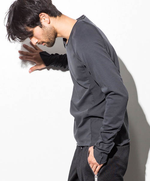 CDM BY CARPEDIEM(シーディーエムバイカルペディエム)の「CDM BY CARPEDIEM(シーディーエム バイ カルペディエム)カットオフラグランロング袖カットソー(Tシャツ/カットソー・メンズ・ホワイト/ブラック/チャコールグレー・SMALL/MEDIUM/LARGE)」の9枚目の写真