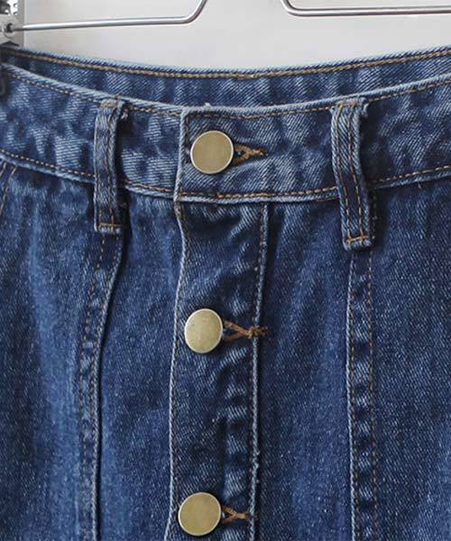 classicalelf（クラシカルエルフ）の「ひざ丈フロントボタンデザインデニム台形スカート（デニムスカート・レディース・インディゴブルー・M/S/L）」の7枚目の写真