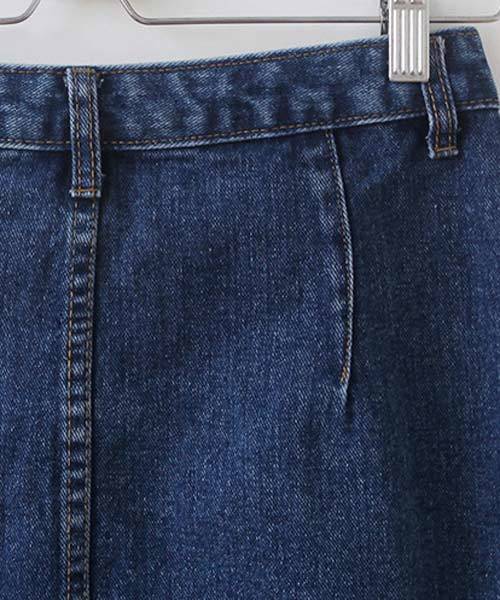 classicalelf（クラシカルエルフ）の「ひざ丈フロントボタンデザインデニム台形スカート（デニムスカート・レディース・インディゴブルー・M/S/L）」の6枚目の写真