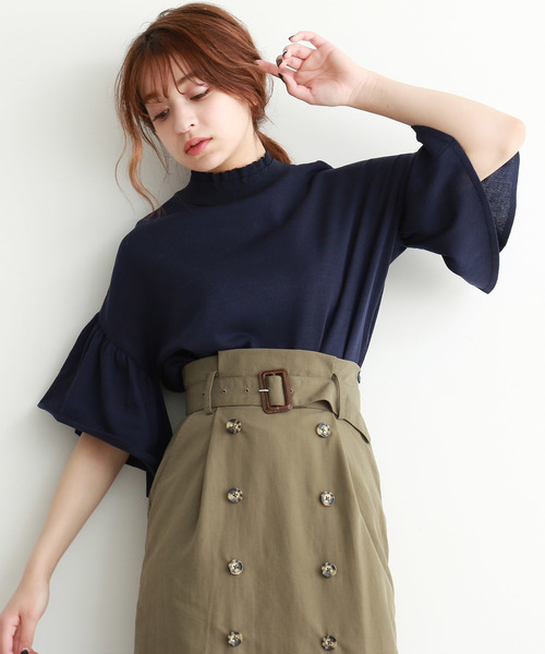 FREE'S MART（フリーズマート）の「◆キャンディースリーブコクーンニット（ニット/セーター・レディース・ホワイト/イエロー/ネイビー・FREE）」の4枚目の写真