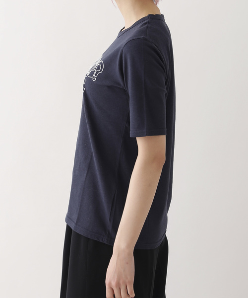 Saintete(サンテテ)の「Saintete/サンテテ Flocky Print T HARVEY WHO?/手摘みコットンTシャツ【日本製】(Tシャツ/カットソー・レディース・ホワイト/ネイビー/杢グレー・1/0)」の5枚目の写真