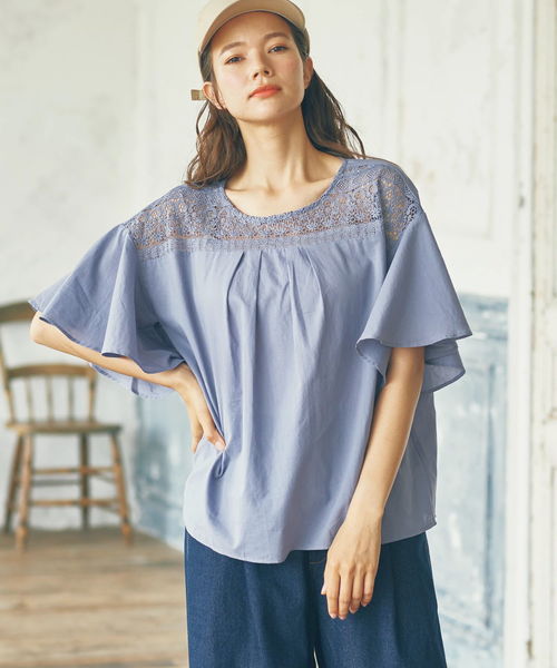 earth music&ecology（アースミュージックアンドエコロジー）の「・ケミカルレースプルオーバー ●（Tシャツ/カットソー・レディース・ブラック/オフホワイト/ライトイエロー/ラベンダー・FREE）」の5枚目の写真