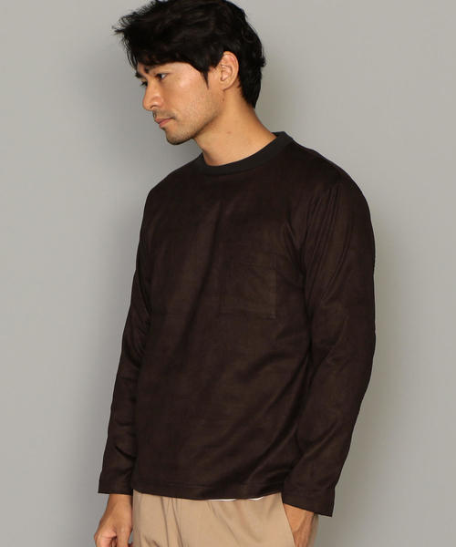 green label relaxing（グリーンレーベルリラクシング）の「CM 小松精練 スエードライク クルーネック LS プルオーバー（Tシャツ/カットソー・メンズ・ダークブラウン/ブラック/ロイヤルブルー・SMALL/MEDIUM/LARGE/X-LARGE）」の3枚目の写真