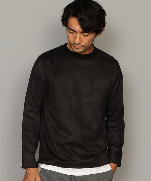 green label relaxing（グリーンレーベルリラクシング）の「CM 小松精練 スエードライク クルーネック LS プルオーバー（Tシャツ/カットソー・メンズ・ダークブラウン/ブラック/ロイヤルブルー・SMALL/MEDIUM/LARGE/X-LARGE）」の2枚目の写真