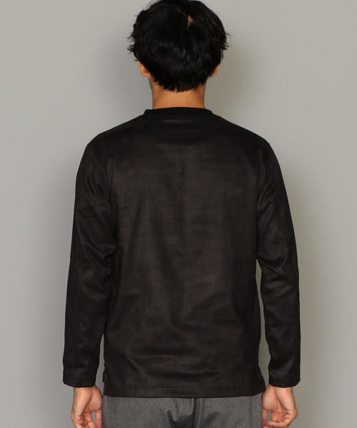 green label relaxing（グリーンレーベルリラクシング）の「CM 小松精練 スエードライク クルーネック LS プルオーバー（Tシャツ/カットソー・メンズ・ダークブラウン/ブラック/ロイヤルブルー・SMALL/MEDIUM/LARGE/X-LARGE）」の4枚目の写真