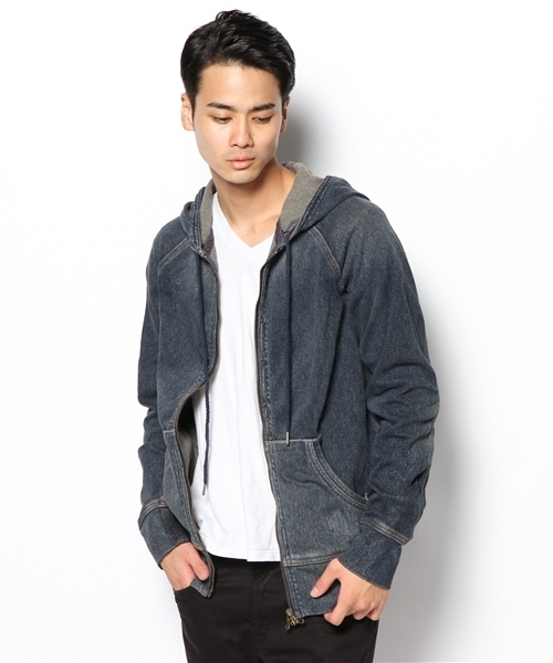 goa デニムパーカー goa ビッグフード パーカー デニム Sサイズ goa