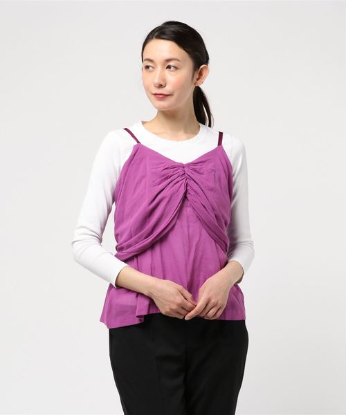 EARIH(アーリ)の「EARIH アーリ / C-CHIFFON BACK RIBON CAMI シフォンバックリボンキャミソール / BB10016(キャミソール・レディース・ピンク/グリーン・FREE)」の2枚目の写真