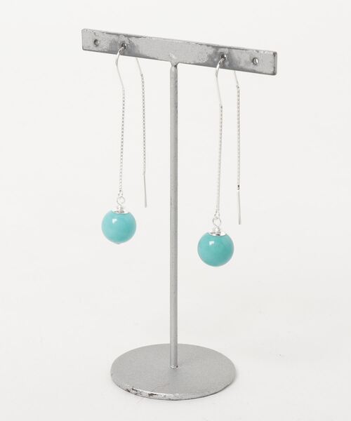 TONE SELECT GOODS(トーンセレクトグッズ)の「925 SILVER ACC/天然ストーン&チェーンピアスSV925(OG)(ピアス(両耳用)・レディース・ブルー/ターコイズブルー/ピンク/シルバー・FREE)」の2枚目の写真