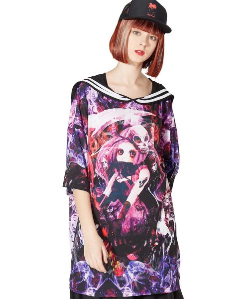 ankoROCK(アンコロック)の「ハデスラインセーラーTシャツ -メガビッグ-(Tシャツ/カットソー・メンズ・A・ONE SIZE)」の3枚目の写真