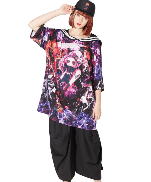 ankoROCK(アンコロック)の「ハデスラインセーラーTシャツ -メガビッグ-(Tシャツ/カットソー・メンズ・A・ONE SIZE)」の5枚目の写真