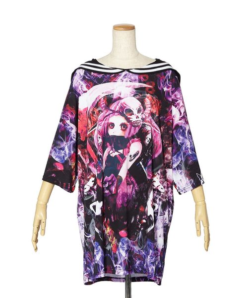 ankoROCK(アンコロック)の「ハデスラインセーラーTシャツ -メガビッグ-(Tシャツ/カットソー・メンズ・A・ONE SIZE)」の2枚目の写真