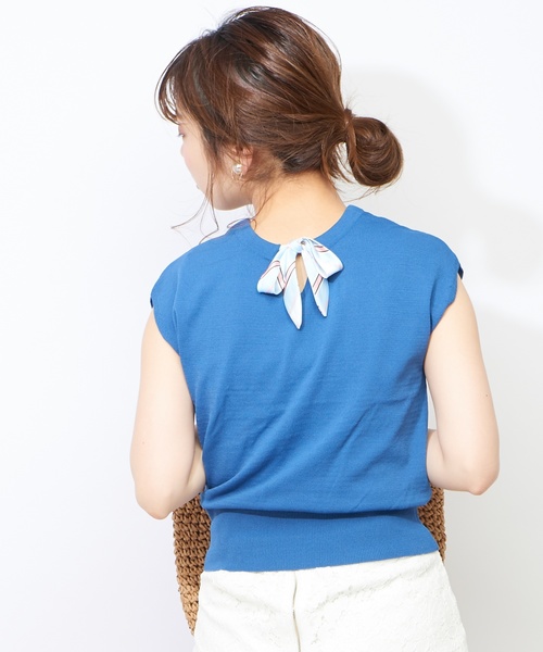 natural couture（ナチュラルクチュール）の「スカーフリボンニット（ニット/セーター・レディース・ベージュ/ネイビー/ブルー・FREE）」の14枚目の写真