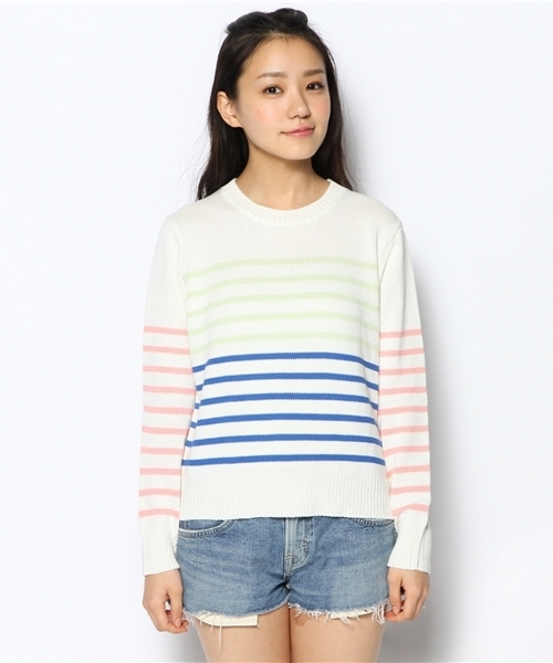 Khaju（カージュ）の「Khaju:ボーダースターパッチプルオーバー（ニット/セーター・レディース・レッド/ブルー・ONE SIZE）」の8枚目の写真