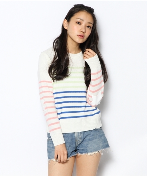 Khaju（カージュ）の「Khaju:ボーダースターパッチプルオーバー（ニット/セーター・レディース・レッド/ブルー・ONE SIZE）」の13枚目の写真