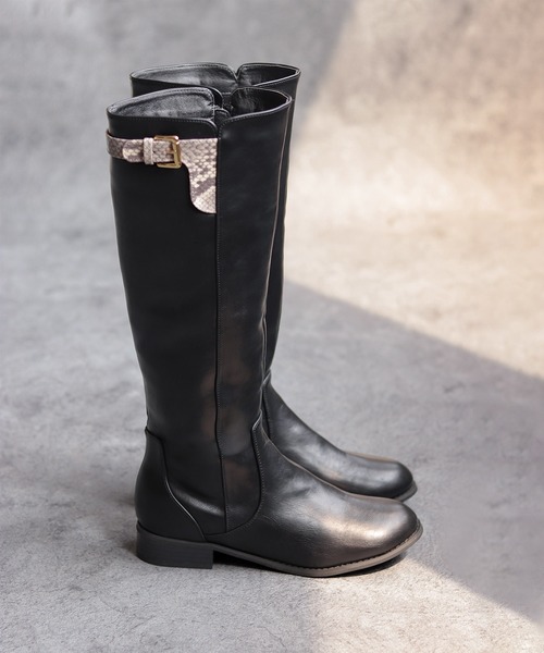 SESTO(セスト)の「サイドベルトのジョッキーブーツ(ブーツ・レディース・ブラック/ダークブラウン/キャメル/レオパード/パイソン・LL/3L/S/M/L)」の5枚目の写真