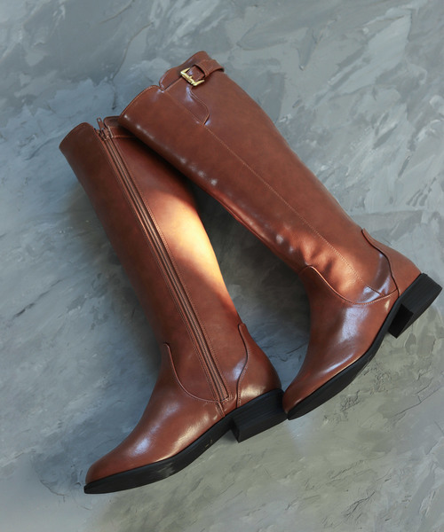 SESTO(セスト)の「サイドベルトのジョッキーブーツ(ブーツ・レディース・ブラック/ダークブラウン/キャメル/レオパード/パイソン・LL/3L/S/M/L)」の6枚目の写真