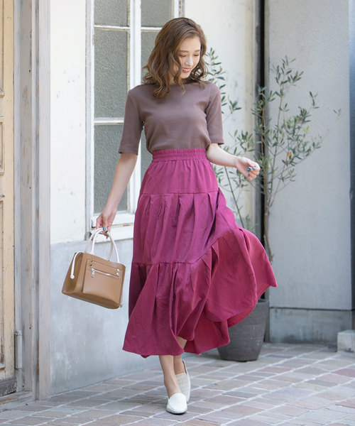 KOBE LETTUCE（コウベレタス）の「バックオープン五分袖テレコリブカットソートップス（Tシャツ/カットソー・レディース・チャコールグレー/ブラック/ブラウン・FREE）」の15枚目の写真