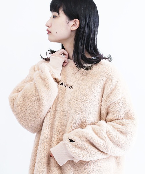 KANGOL（カンゴール）の「KANGOL / カンゴール 別注 コラボ オーバーサイズ ボア フリース クルーネック トレーナー（スウェット・メンズ・ブラック/ベージュ/オフホワイト/ブラウン/ネイビー/グレイッシュベージュ/モカ/グレー系その他/ブラウン系その他/ベージュ系その他/ホワイト系その他/ブラック系その他/グレー系その他2/グレー系その他3・LARGE/X-LARGE/SMALL/MEDIUM）」の11枚目の写真