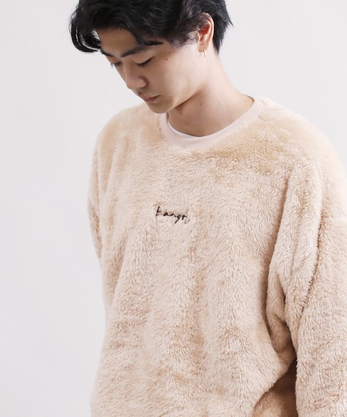 KANGOL（カンゴール）の「KANGOL / カンゴール 別注 コラボ オーバーサイズ ボア フリース クルーネック トレーナー（スウェット・メンズ・ブラック/ベージュ/オフホワイト/ブラウン/ネイビー/グレイッシュベージュ/モカ/グレー系その他/ブラウン系その他/ベージュ系その他/ホワイト系その他/ブラック系その他/グレー系その他2/グレー系その他3・LARGE/X-LARGE/SMALL/MEDIUM）」の12枚目の写真