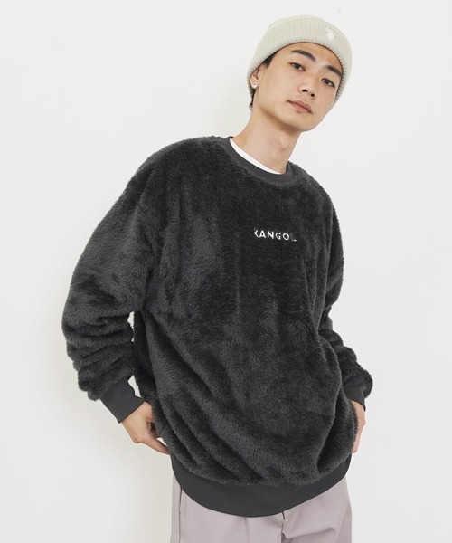 KANGOL（カンゴール）の「KANGOL / カンゴール 別注 コラボ オーバーサイズ ボア フリース クルーネック トレーナー（スウェット・メンズ・ブラック/ベージュ/オフホワイト/ブラウン/ネイビー/グレイッシュベージュ/モカ/グレー系その他/ブラウン系その他/ベージュ系その他/ホワイト系その他/ブラック系その他/グレー系その他2/グレー系その他3・LARGE/X-LARGE/SMALL/MEDIUM）」の6枚目の写真