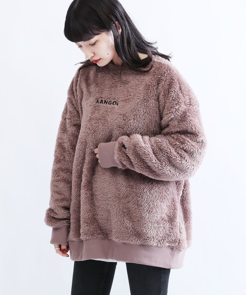 KANGOL（カンゴール）の「KANGOL / カンゴール 別注 コラボ オーバーサイズ ボア フリース クルーネック トレーナー（スウェット・メンズ・ブラック/ベージュ/オフホワイト/ブラウン/ネイビー/グレイッシュベージュ/モカ/グレー系その他/ブラウン系その他/ベージュ系その他/ホワイト系その他/ブラック系その他/グレー系その他2/グレー系その他3・LARGE/X-LARGE/SMALL/MEDIUM）」の9枚目の写真