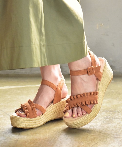 セール 厚底 フリル クロスストラップ ジュート ウェッジソール サンダル Svec シュベック サンダル Svec シュベック のファッション通販 Zozotown