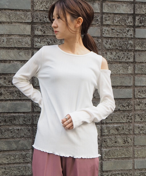 トップス k898jp サイドギャザーオフショルダーレーストップス トップス