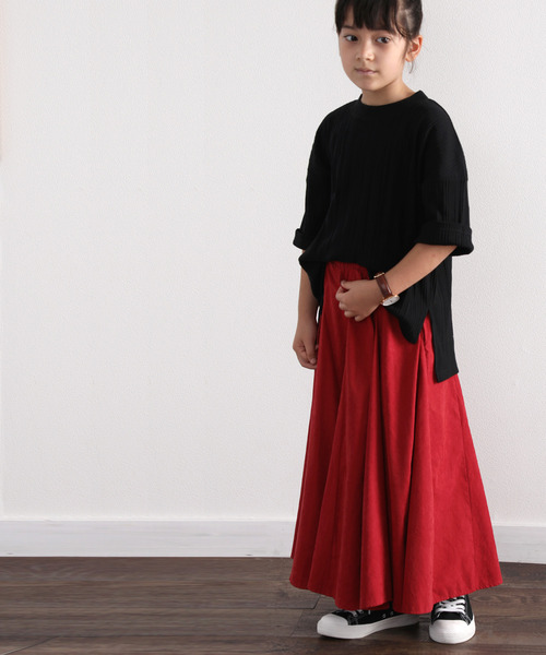 classicalelf(クラシカルエルフ)の「キッズ ランダムリブ ミドル丈無地クルーネックビッグTシャツ(半袖)(Tシャツ/カットソー・キッズ・ベージュ/ブラック/ホワイト・150/140/130)」の18枚目の写真