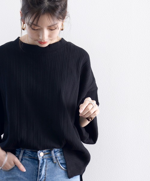 classicalelf(クラシカルエルフ)の「キッズ ランダムリブ ミドル丈無地クルーネックビッグTシャツ(半袖)(Tシャツ/カットソー・キッズ・ベージュ/ブラック/ホワイト・150/140/130)」の22枚目の写真