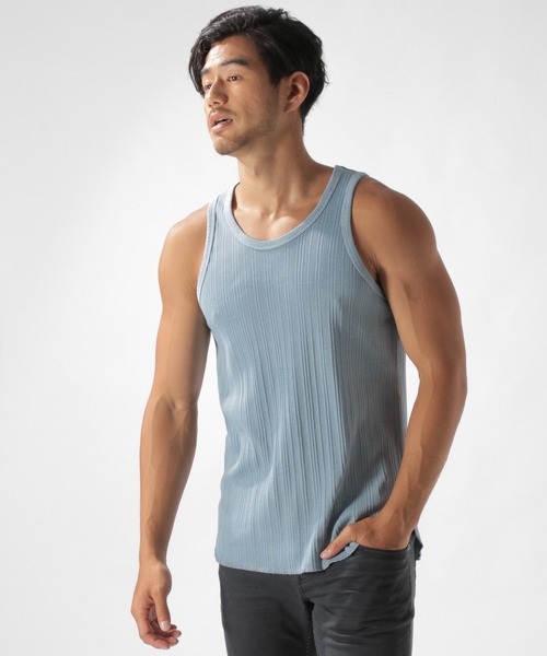 BAYFLOW（ベイフロー）の「ランダムテレコタンクトップ（タンクトップ・メンズ・ピンク/ホワイト/ブルー・LARGE/SMALL/MEDIUM）」の3枚目の写真