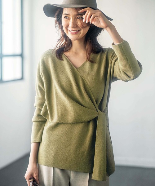 GeeRA(ジーラ)の「前結びデザインニット(ニット/セーター・レディース・ブラウン/カーキ/サンドグレー・MEDIUM/LARGE/X-LARGE/XX-LARGE)」の3枚目の写真