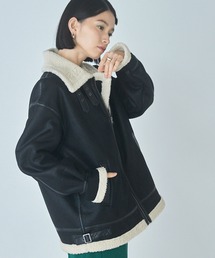 forksy. | 【forksy.】オーバーサイズ フェイクムートン B-3ジャケット(ムートンコート)