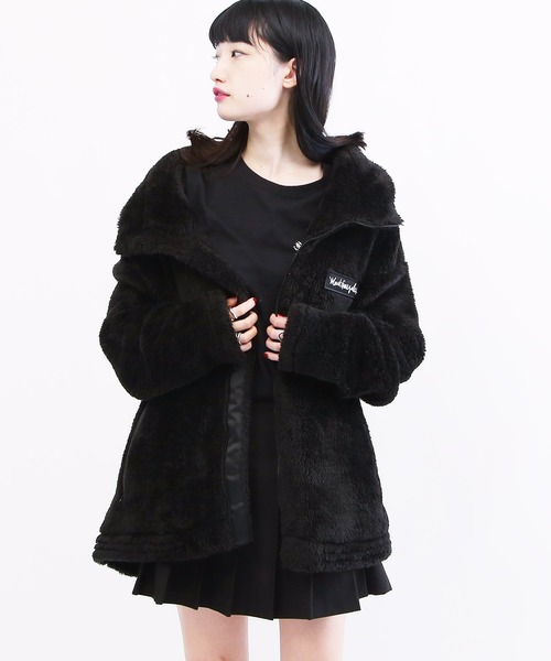 Mark Gonzales(マーク・ゴンザレス)の「Mark Gonzales / マークゴンザレス Lulu&Arnie 別注 コラボ ハイネック フリース ボアブルゾン(ブルゾン・メンズ・ホワイト/ブラック/モカ/グレイッシュベージュ/レオパード・MEDIUM/LARGE/X-LARGE)」の6枚目の写真