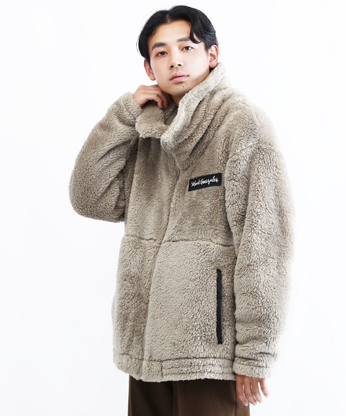 Mark Gonzales(マーク・ゴンザレス)の「Mark Gonzales / マークゴンザレス Lulu&Arnie 別注 コラボ ハイネック フリース ボアブルゾン(ブルゾン・メンズ・ホワイト/ブラック/モカ/グレイッシュベージュ/レオパード・MEDIUM/LARGE/X-LARGE)」の8枚目の写真