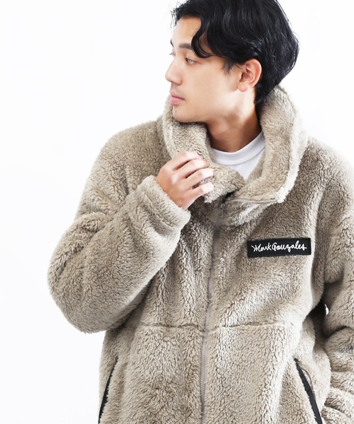 Mark Gonzales(マーク・ゴンザレス)の「Mark Gonzales / マークゴンザレス Lulu&Arnie 別注 コラボ ハイネック フリース ボアブルゾン(ブルゾン・メンズ・ホワイト/ブラック/モカ/グレイッシュベージュ/レオパード・MEDIUM/LARGE/X-LARGE)」の12枚目の写真